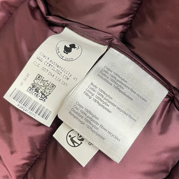 NEW Save The Duck Coat Womens Large Mei Puffer Jacket Burgundy Faux Fur Collar - Picture 9 of 11